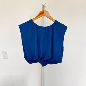 Blu Pepper Royal Blue Sleeveless Blouson Crop Top